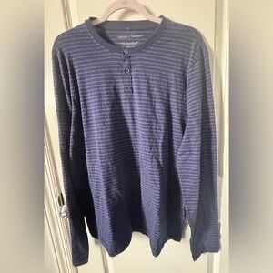 NWT Threads 4 Thought Navy Striped Long Sleeve Henley Size Large